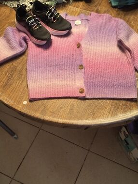 wonder nation Pink to Lavender Ombre Knit Cardigan
